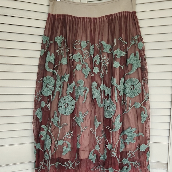 Chan Luu Dresses & Skirts - Chan Luu Whimsy Floral Mesh Tulle Fairy Boho Hippie Midi Skirt Forest Whimsical